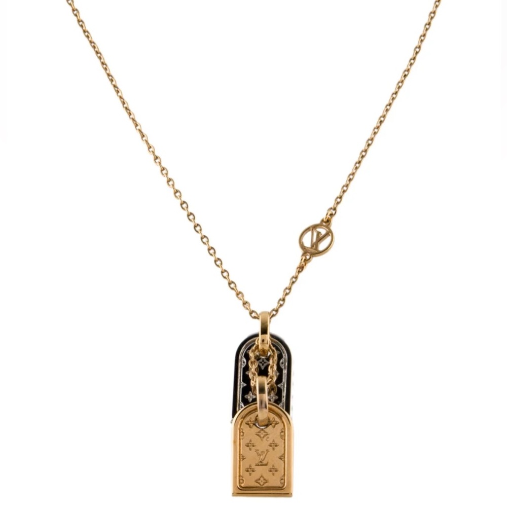 Louis Vuitton Nanogram Two-Tone Tag Chain Necklace
